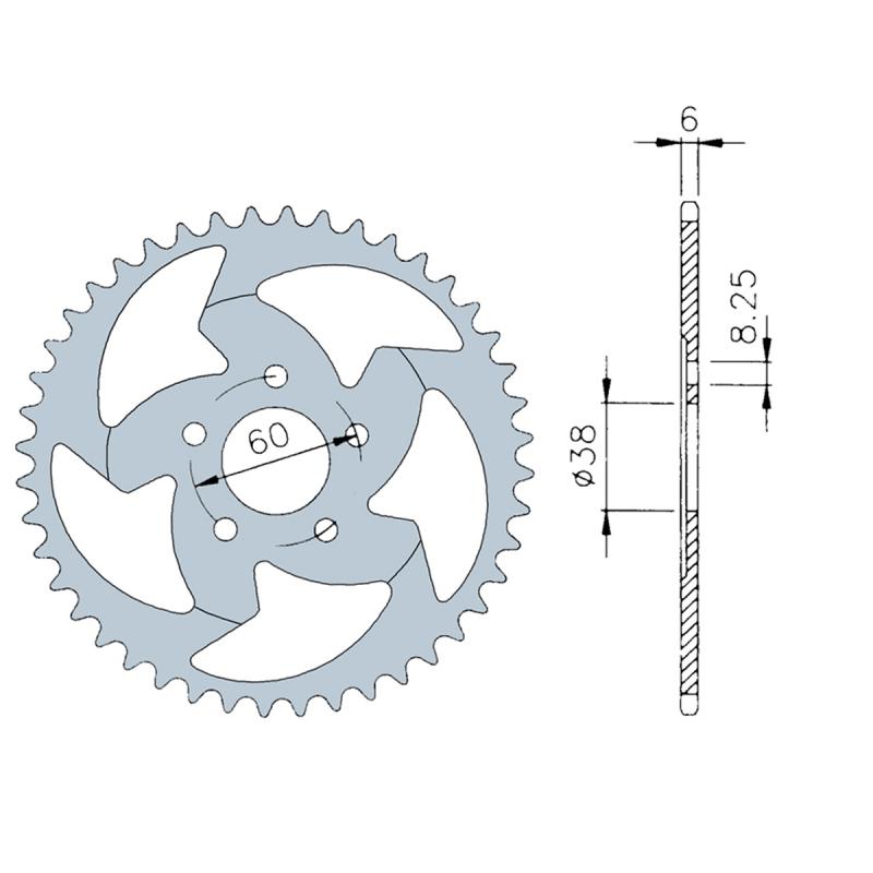 Couronne TNT original Rieju RS1 44 Dents Pas 420