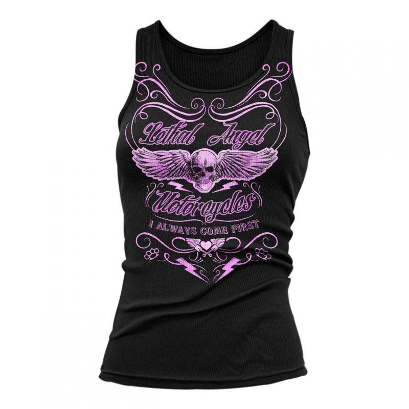 Débardeur femme Lethal Treat Half I come firt tank noir/rose- M