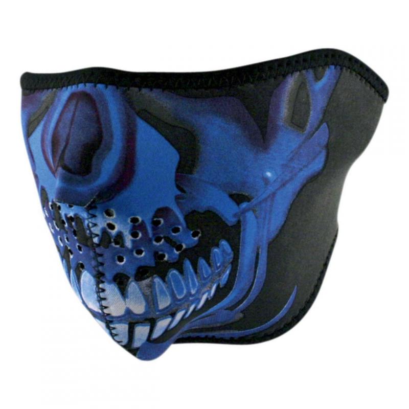 Demi-masque Zan headgear skull Chrome bleu/noir