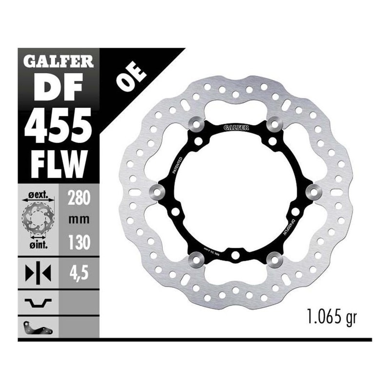 Disque de frein Galfer Wave flottant 280x4,5mm MT-07 DF455FLW