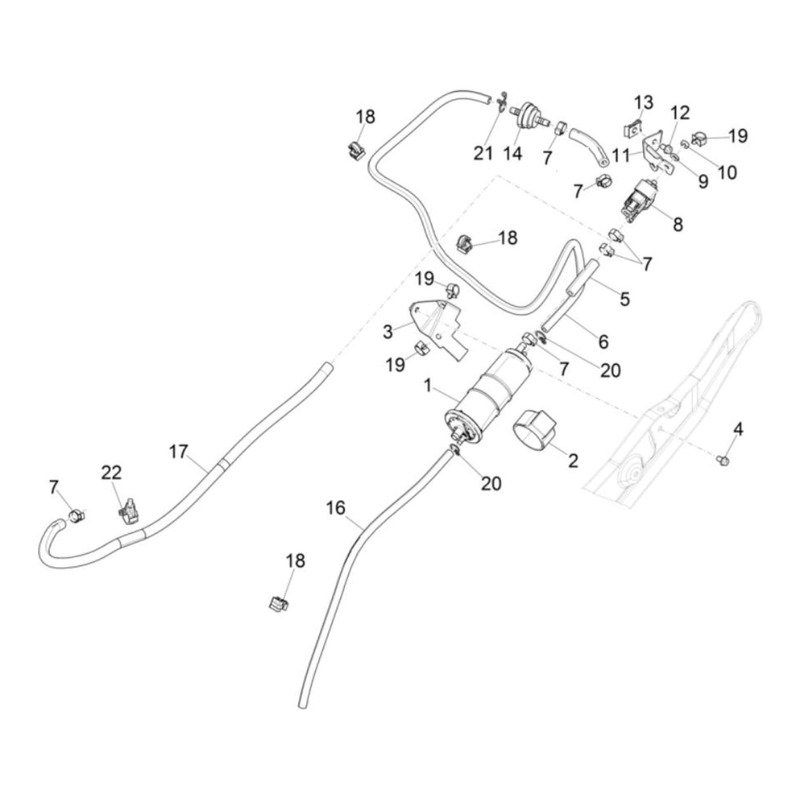 Durite de canister SAE J30 R7/R14 T2 Pouce: 1/4" d'origine CM183346 Piaggio Zip 50 4t 2021-24