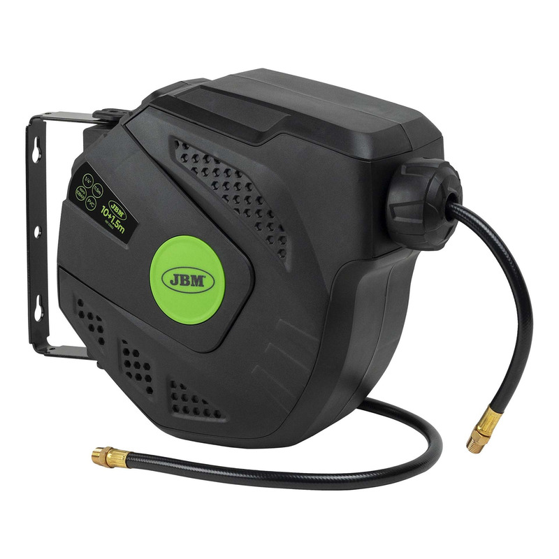 Enrouleur tuyau pneumatique JBM 11,5m Ø 8mm vert