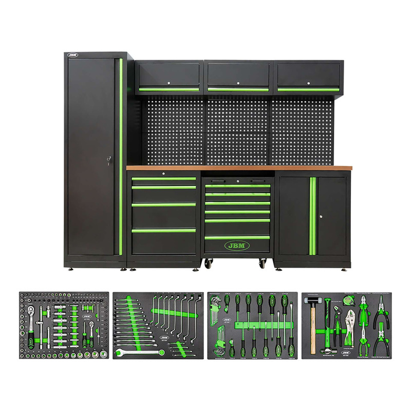Ensemble de meubles d’atelier JBM SERIE446 modulaire 18 pièces + jeu de 4 modules d'outils complets
