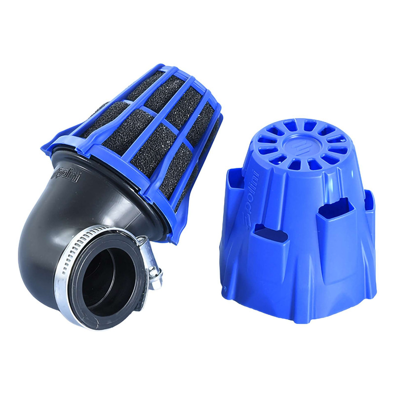 Filtre à air Polini Air Box bleu droit incliné 90° Ø46