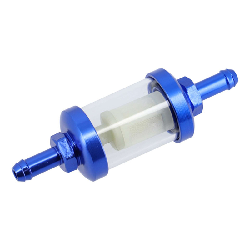 Filtre à essence Ø 7mm en aluminium bleu et transparent