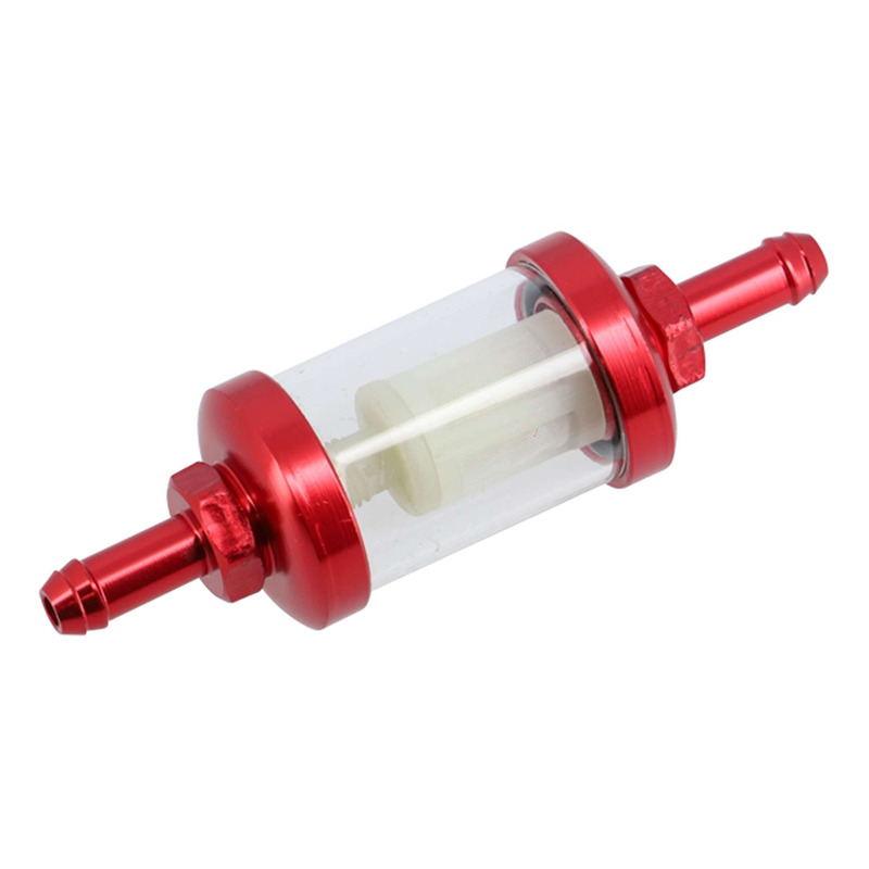 Filtre à essence Ø 7mm en aluminium rouge et transparent