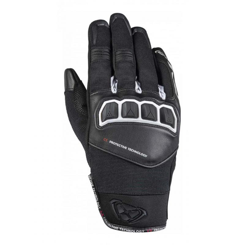 Gant cuir/textile Ixon RS Run noir/blanc- M