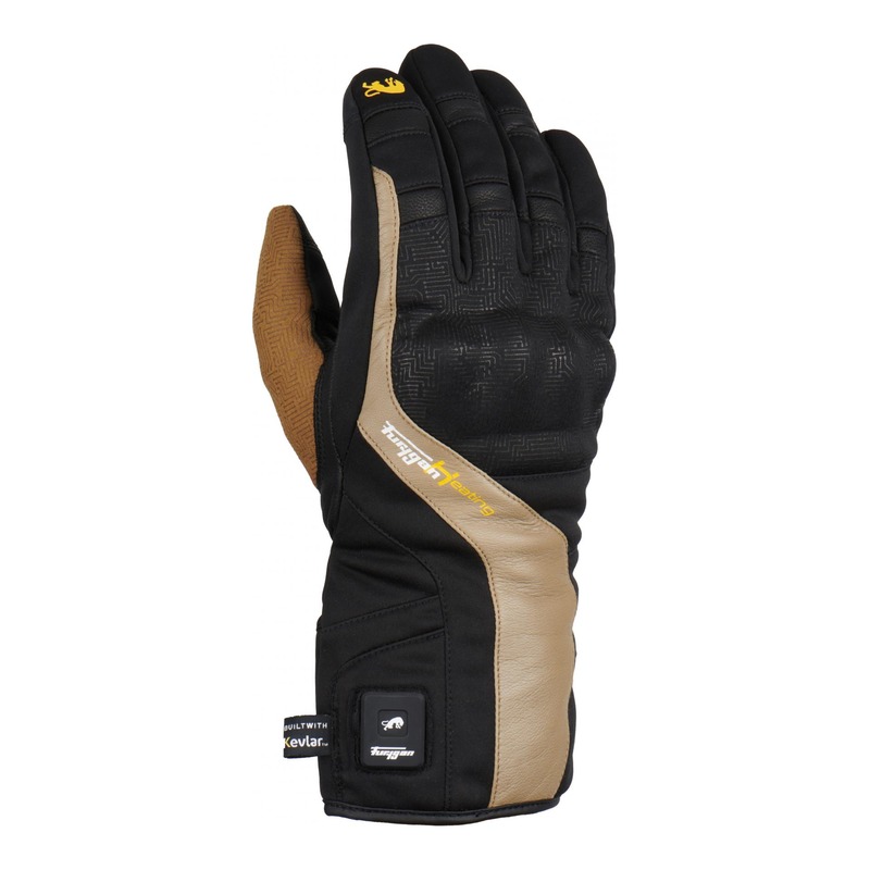 Gants chauffants textile/cuir femme Furygan Heat X Kevlar noir/marron-