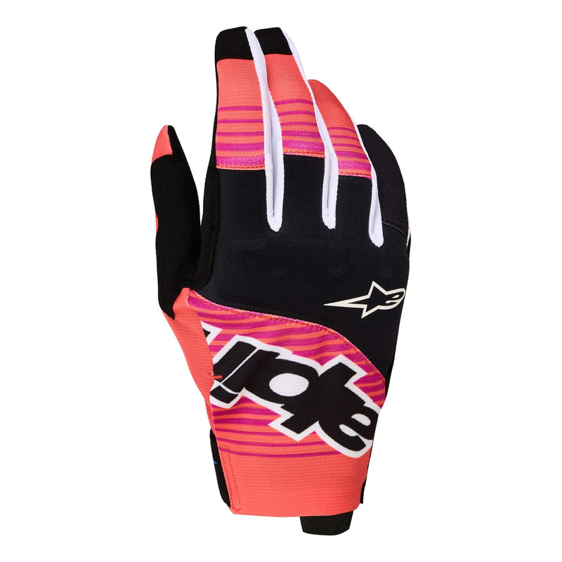 Gants cross Alpinestars Techstar hot coral/black/fuschia