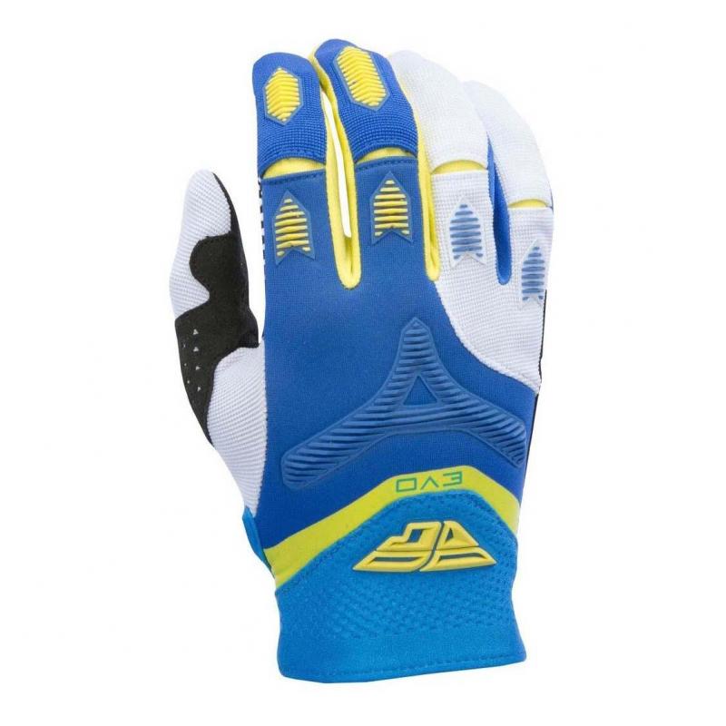 Gants cross Fly Racing Evo 2.0 bleu/jaune/blanc- XS-7