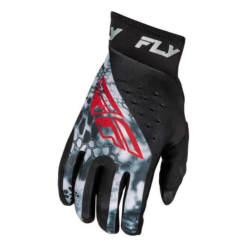 Gants cross Fly Racing Pro Lite Kryptek noir/rouge/gris
