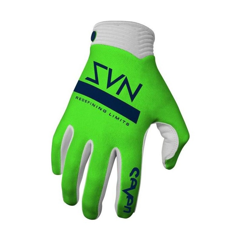 Gants cross Seven Zero Contour vert fluo/blanc- S