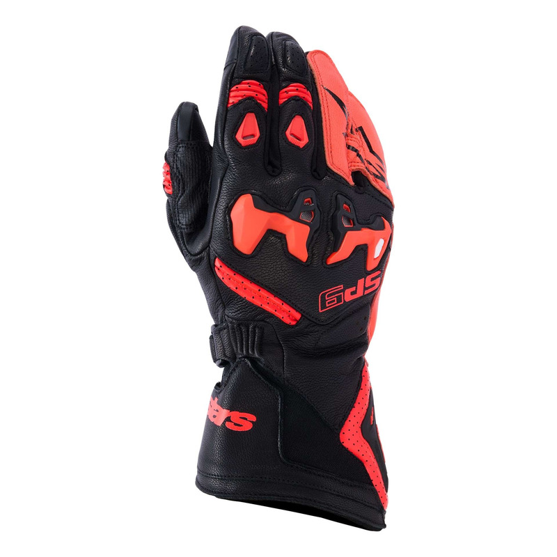 Gants cuir Alpinestars SP-9 black red fluo