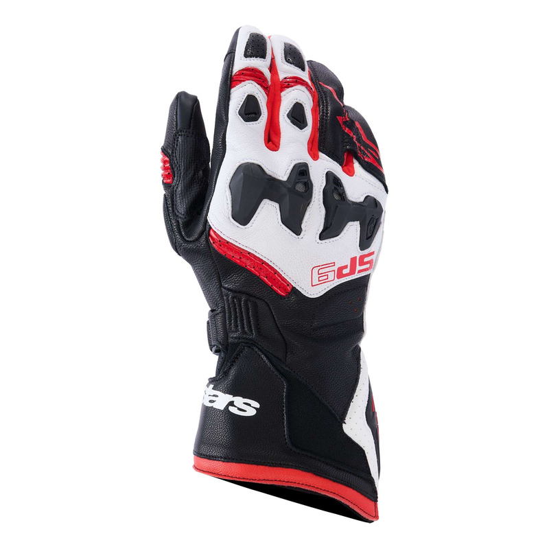 Gants cuir Alpinestars SP-9 black white bright red