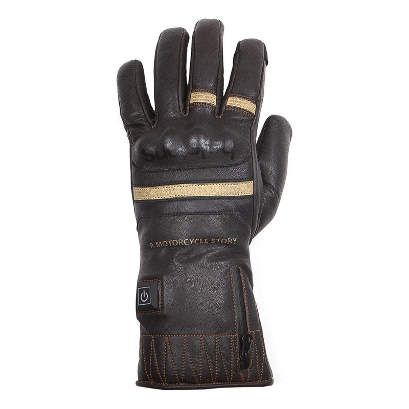 Gants cuir chauffants Helstons Bora Heating Primaloft ® marron- T8