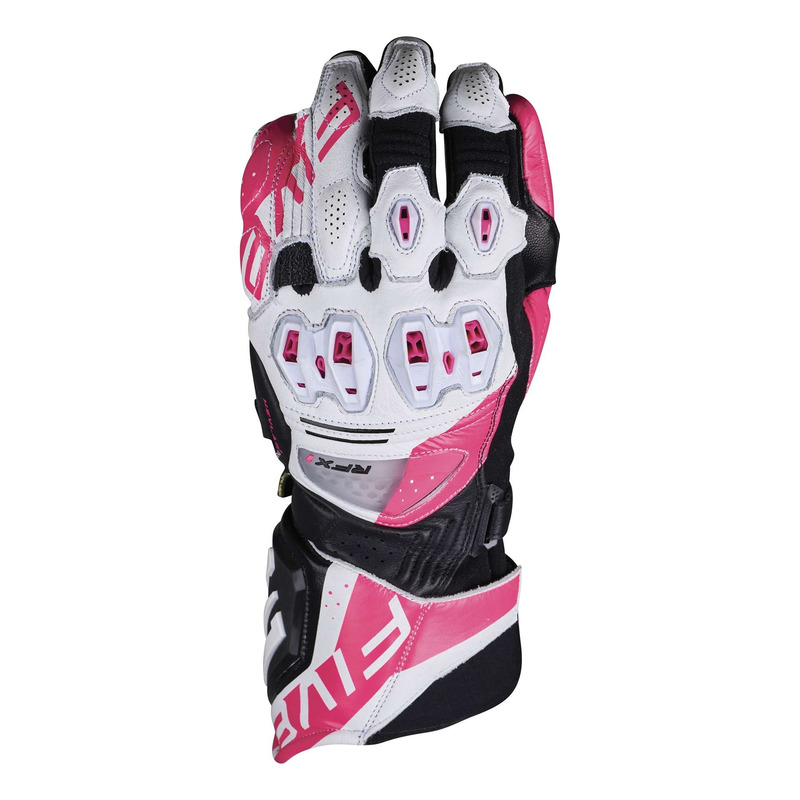 Gants cuir femme Five RFX1 Evo Woman blanc/rose fluo