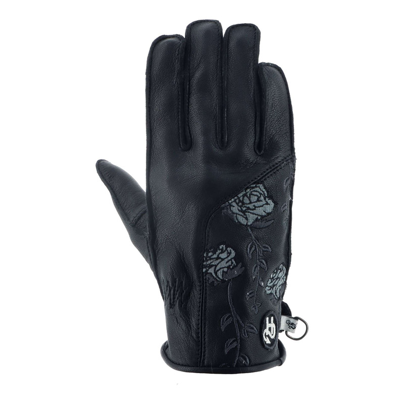 Gants cuir femme Helstons Flower noir- T6