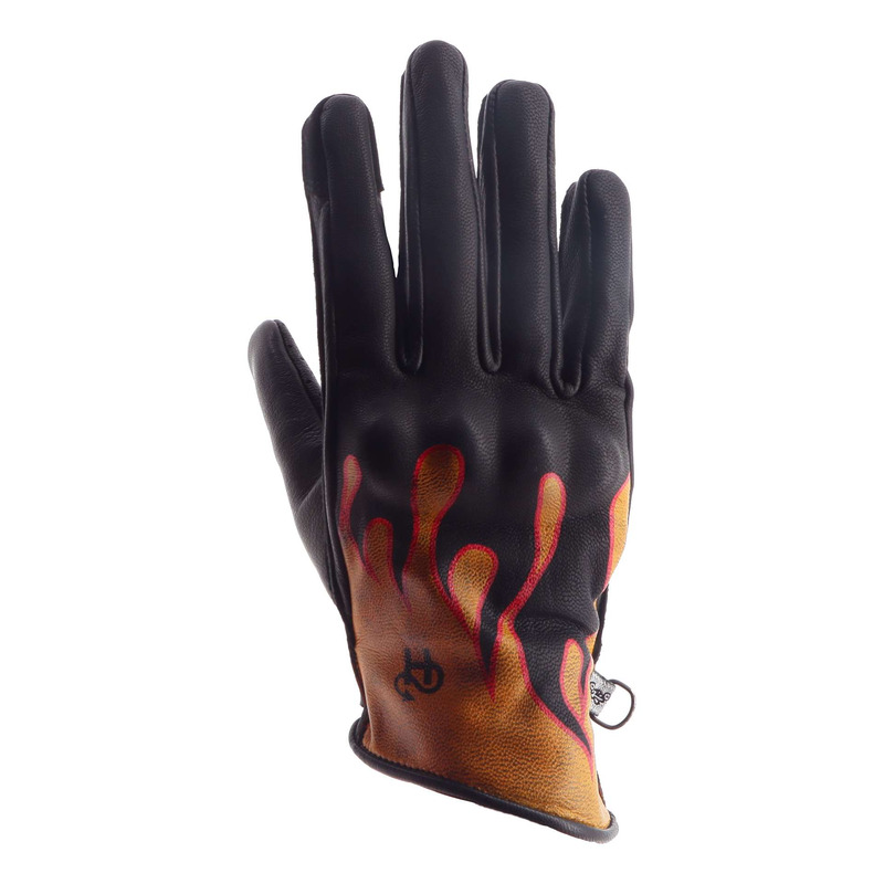 Gants cuir femme Helstons Rody Air noir/orange/rouge