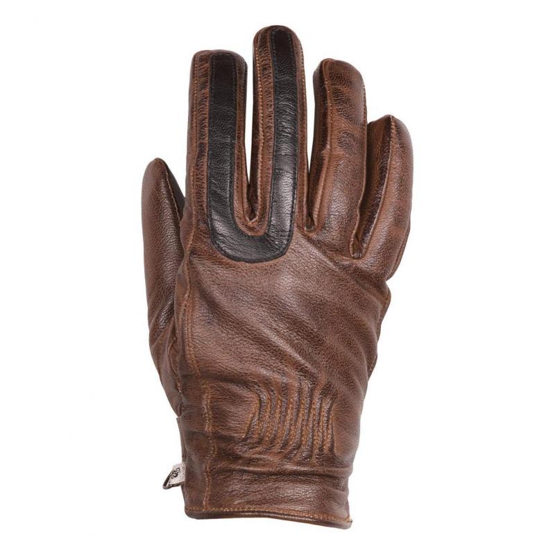 Gants cuir femme Helstons You Lady camel/noir- T6