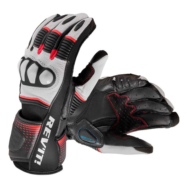 Gants cuir femme Rev’It Xena 4 Ladies white/neon red