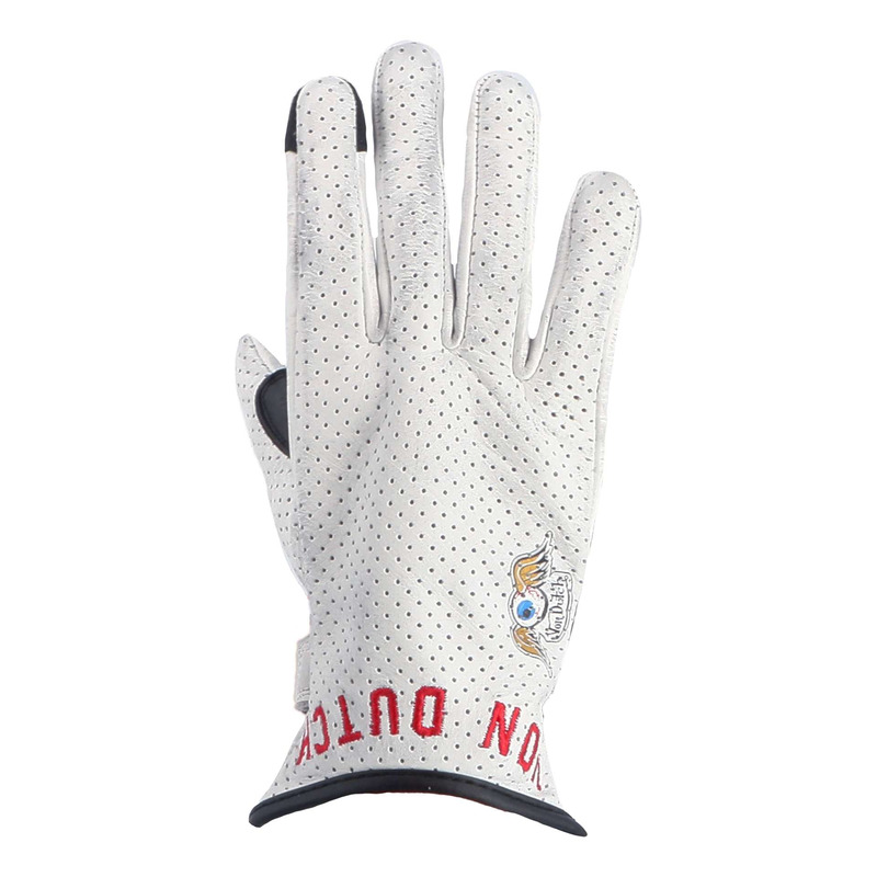 Gants cuir femme Von Dutch x Helstons Brigitte Air blanc/noir