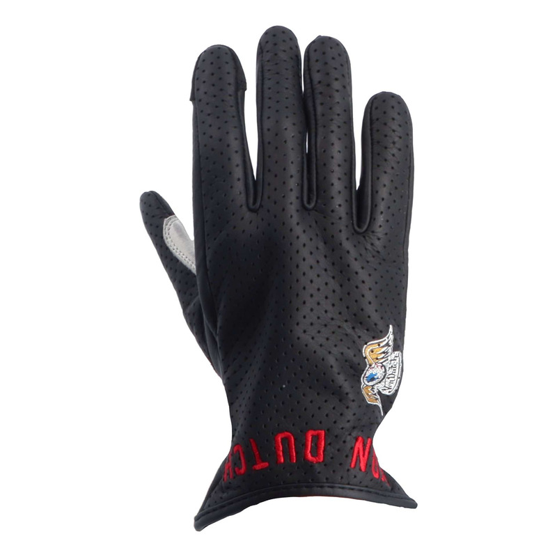 Gants cuir femme Von Dutch x Helstons Brigitte Air noir/blanc