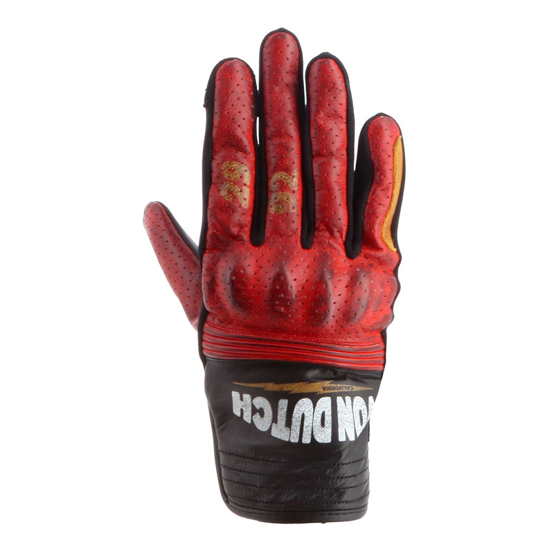 Gants cuir femme Von Dutch x Helstons Jackie Air noir/rouge/gold