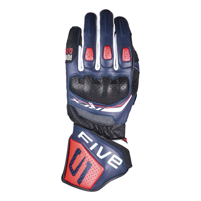 Gants cuir Five RFX Sport Evo storm blue/fluo red