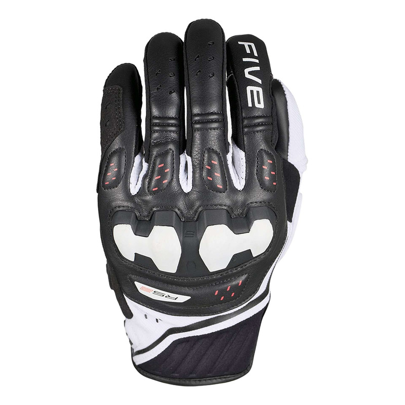 Gants cuir Five RS2 Evo 2 black/white/fluo red