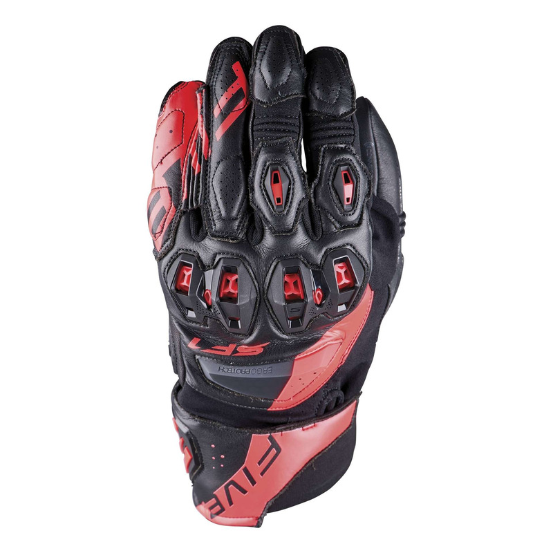 Gants cuir Five SF1 Evo black/fluo red