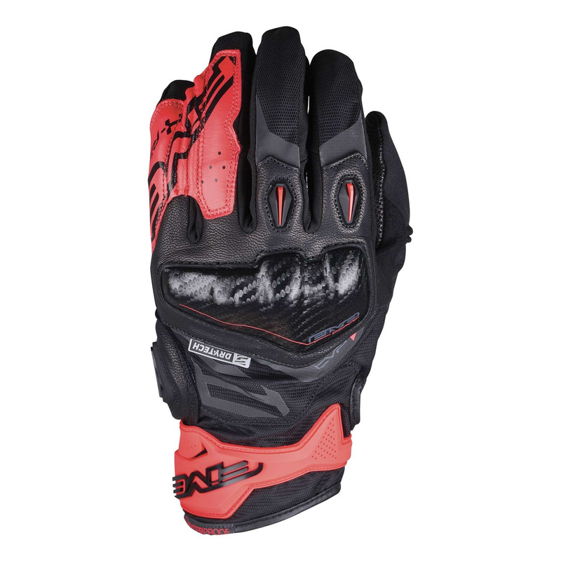 Gants cuir Five X-Rider WP noir/rouge fluo