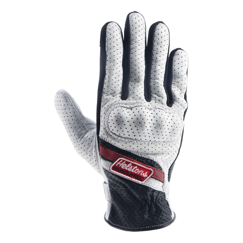 Gants cuir Helstons Cars blanc/rouge- T8