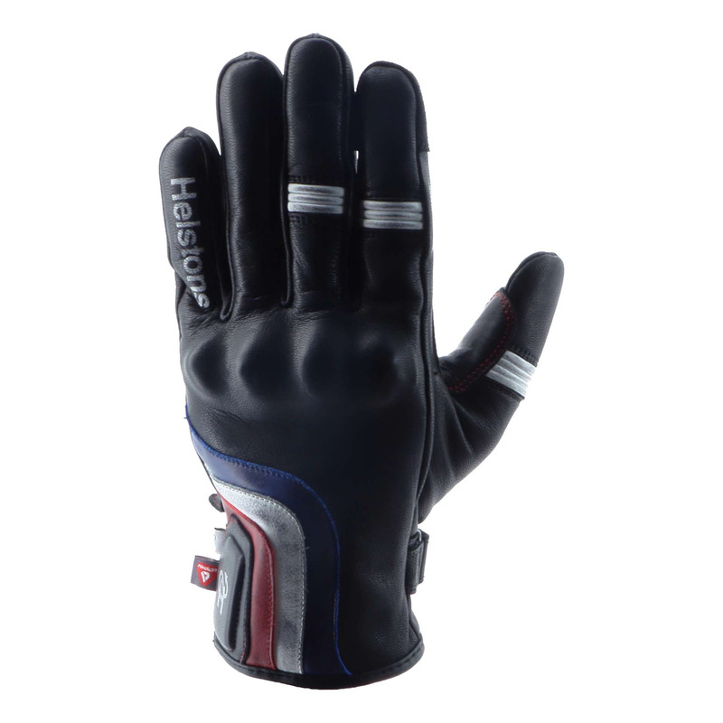 Gants cuir Helstons Spoon noir/bleu/blanc/rouge