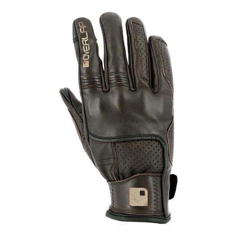 Gants cuir Overlap Alan marron- M