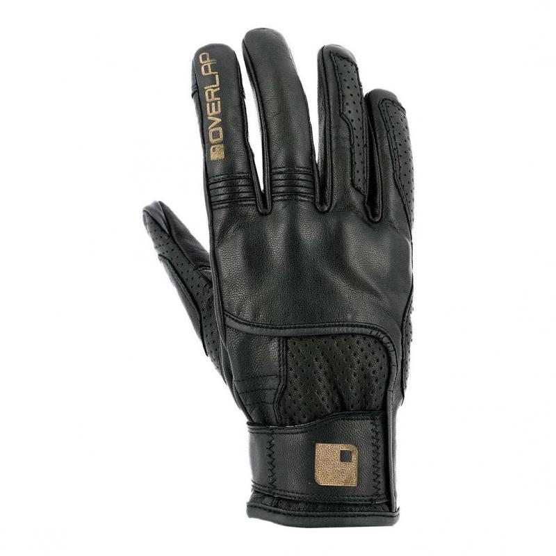 Gants cuir Overlap Alan noir- M