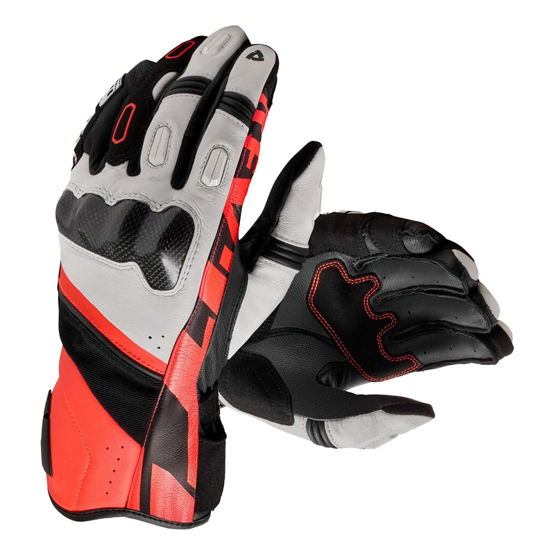 Gants cuir Rev’It RSR 5 white/neon red