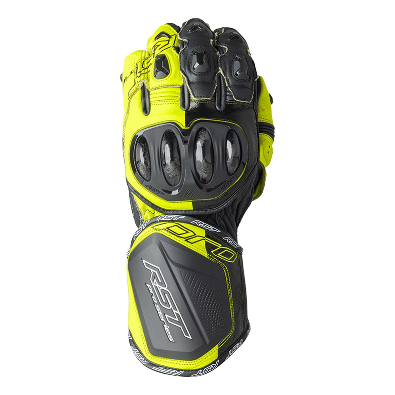 Gants cuir RST Pro Series GP D3O noir/jaune fluo