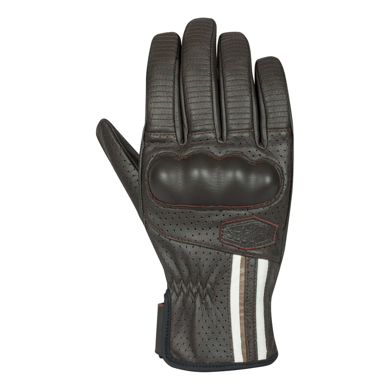 Gants cuir Segura Romeo marron/blanc- T8
