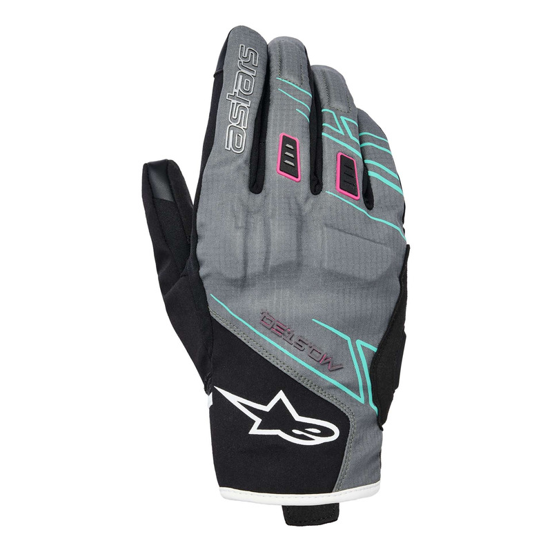 Gants cuir/textile femme Alpinestars Stella Moblast WP fur gray/black/pink fluo