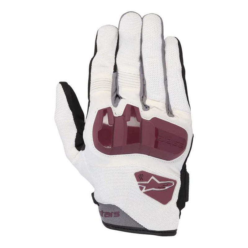 Gants cuir/textile femme Alpinestars Stella Chrome off white/burgundy-