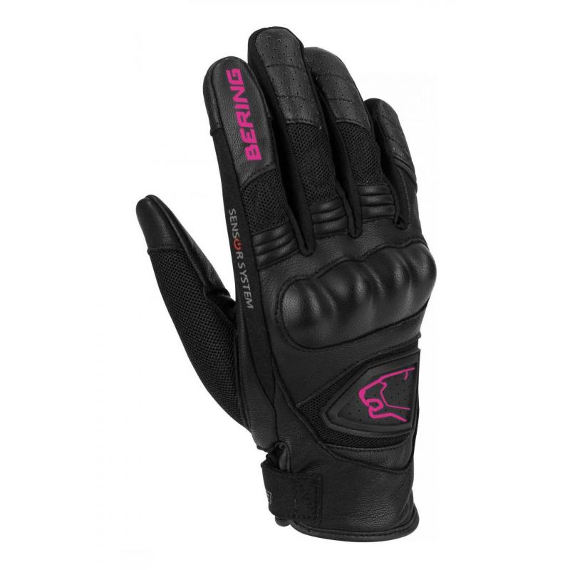 Gants cuir/textile femme Bering Lady Ginza noir/fushia- T7