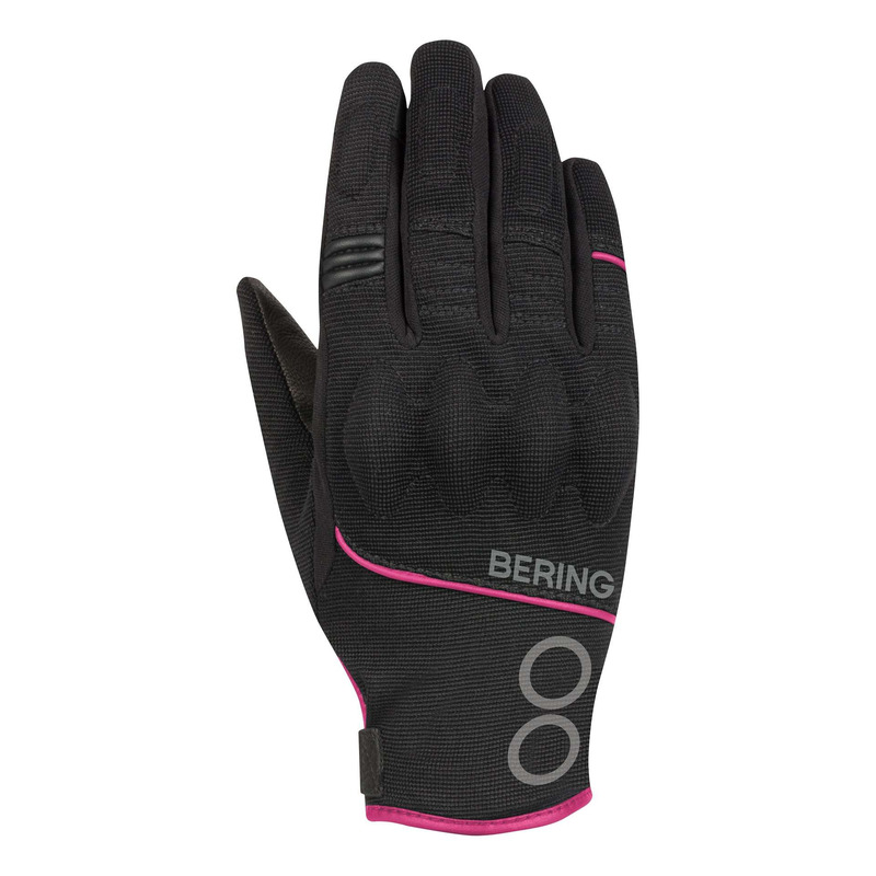 Gants cuir/textile femme Bering Lady Nassau noir/fuschia