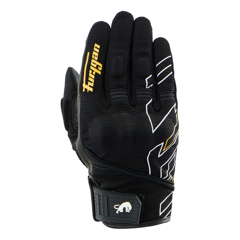 Gants cuir/textile femme Furygan Jet Neon D3O® Lady Evo noir/blanc/or