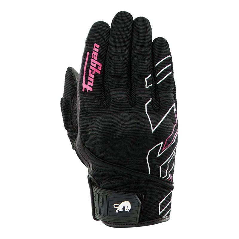 Gants cuir/textile femme Furygan Jet Neon D3O® Lady Evo noir/blanc/rose