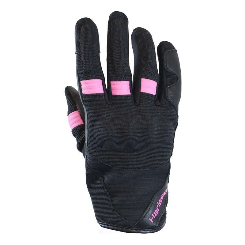 Gants cuir/textile femme Harisson Rock Lady noir/rose- XS