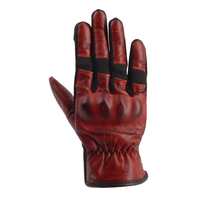 Gants cuir/textile femme Helstons Holy rouge/noir