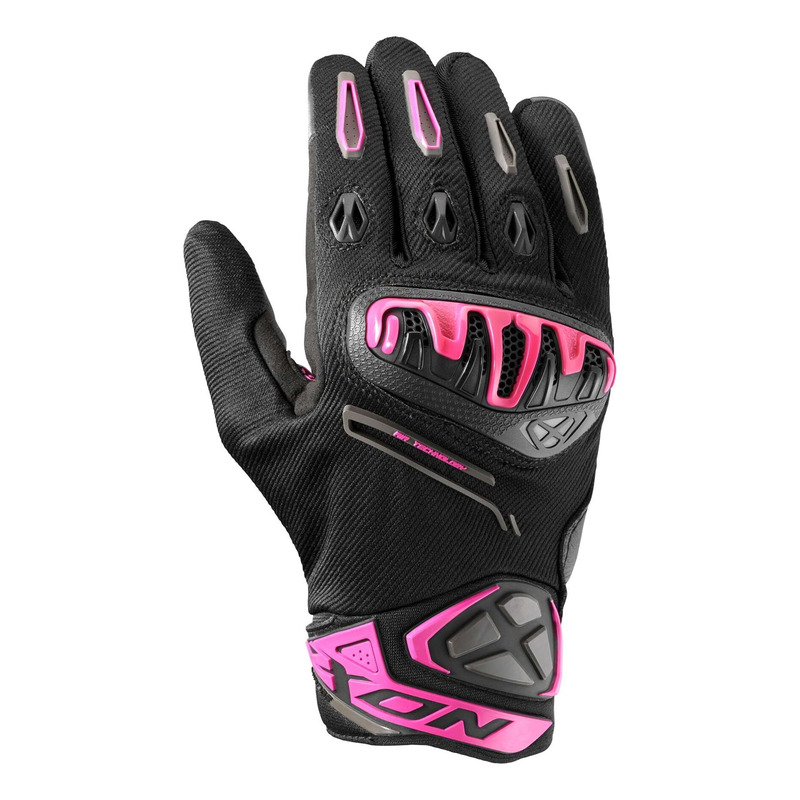 Gants cuir/textile femme Ixon Mirage Air Lady black/fuschia