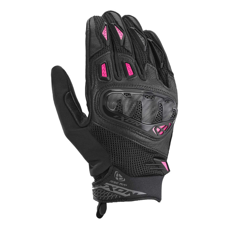 Gants cuir/textile femme Ixon Rise Air 2 Lady black/fushia- S