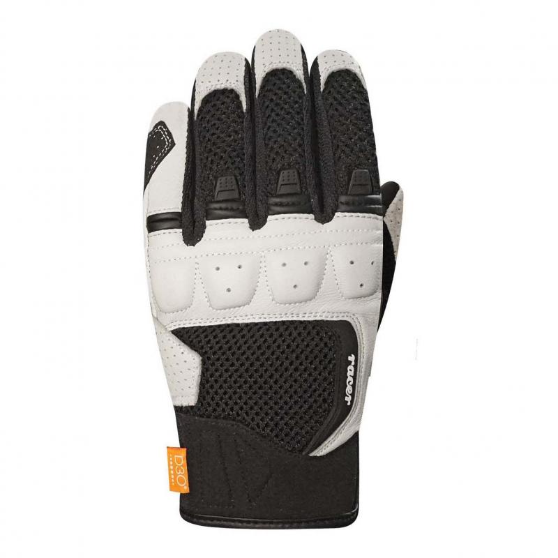 Gants cuir/textile femme Racer Ronin F noir/blanc- XS