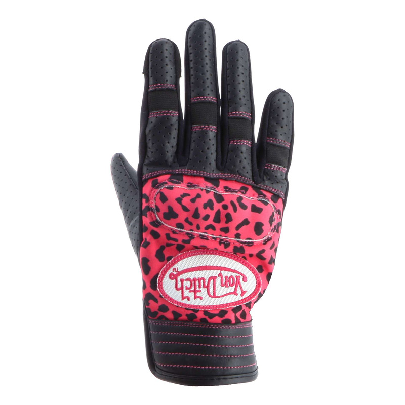 Gants cuir/textile femme Von Dutch x Helstons Palavas Air noir/rose/camo